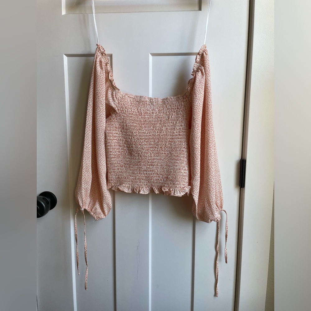 Princess Polly Smocked Puff Sleeve Cropped Blouse